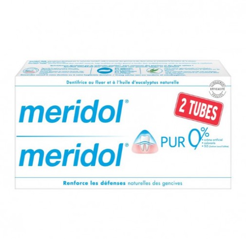 Meridol Pur 0% Dentifrice 75ml Lot de 2